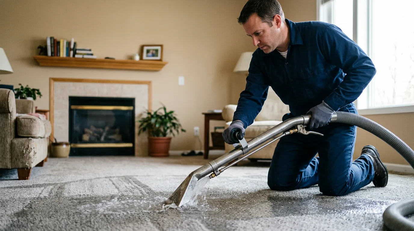 Water damage restoration technician working near Lithopolis, OH